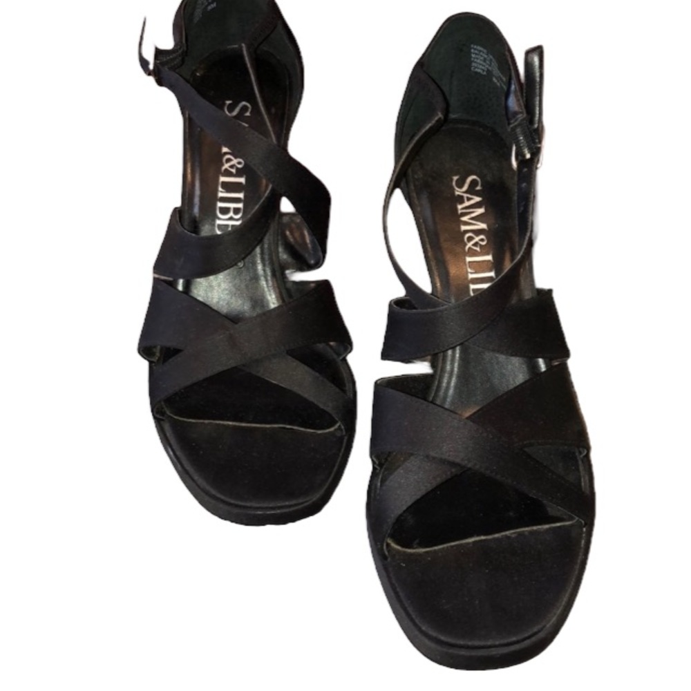 8 Sam & Libby Black Satin heels